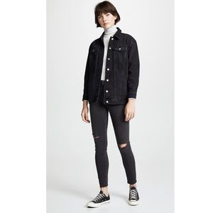 Madewell 10” High-Rise Black Skinny Jeans with Knee Rips Size 24